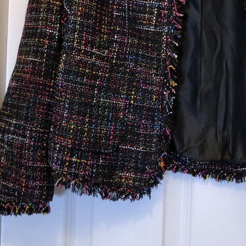 H& M Tweed Woven Textured Raw, Frayed Edge Short Jacket Size 6 NWT - Picture 14 of 14